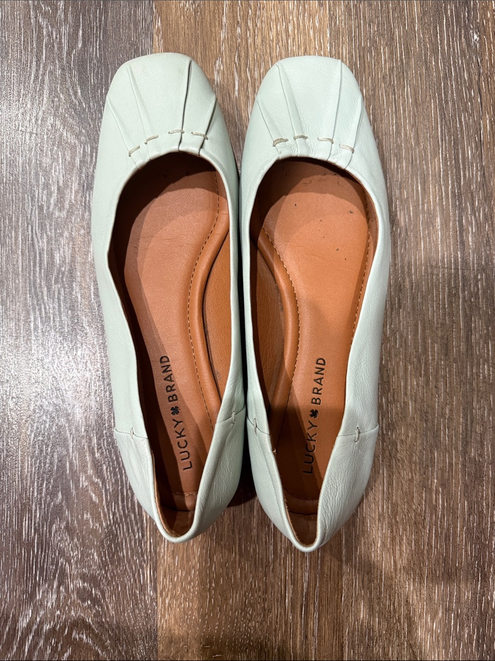 Lucky Brand Pale Mint Leather Ballet Flats
